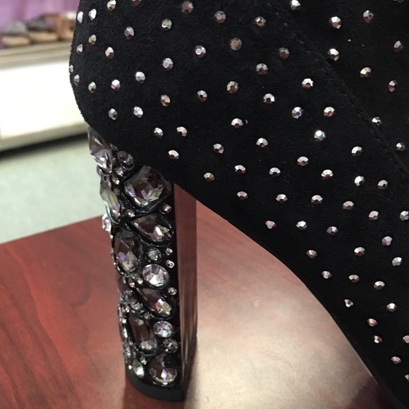 Italiana Black Rhinestone Sock Bootie Stiletto - Picture 8 of 8